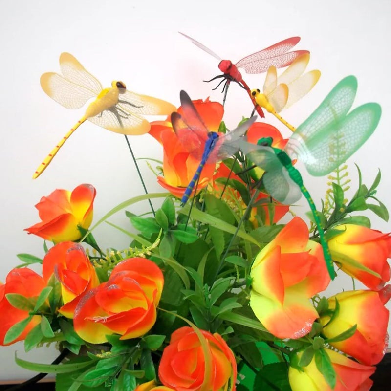 Allazone 30 PCS Dragonfly Garden Stakes, 2 Size Artificial Dragonfly Stakes Indoor Outdoor Yard Garden Flower Pot Decoration, Miniature Fairy Garden Decoration - Image 4